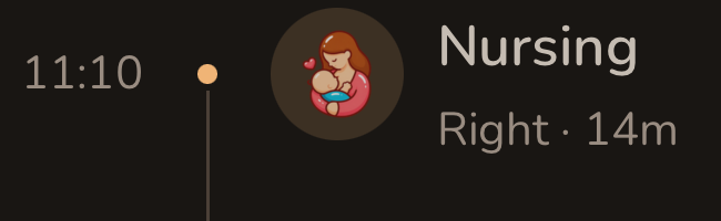 11:10 Nursing, right, 14 minutes