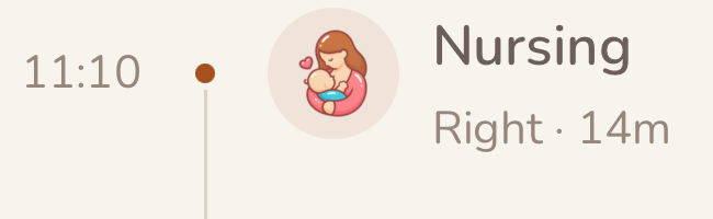 11:10 Nursing, right, 14 minutes