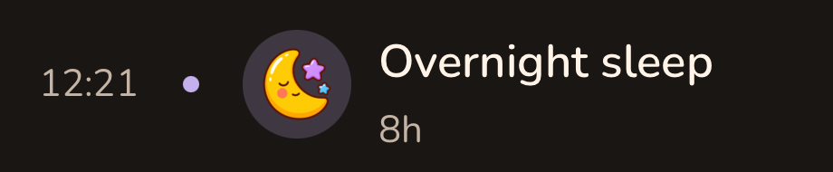 Overnight sleep, 8 hours